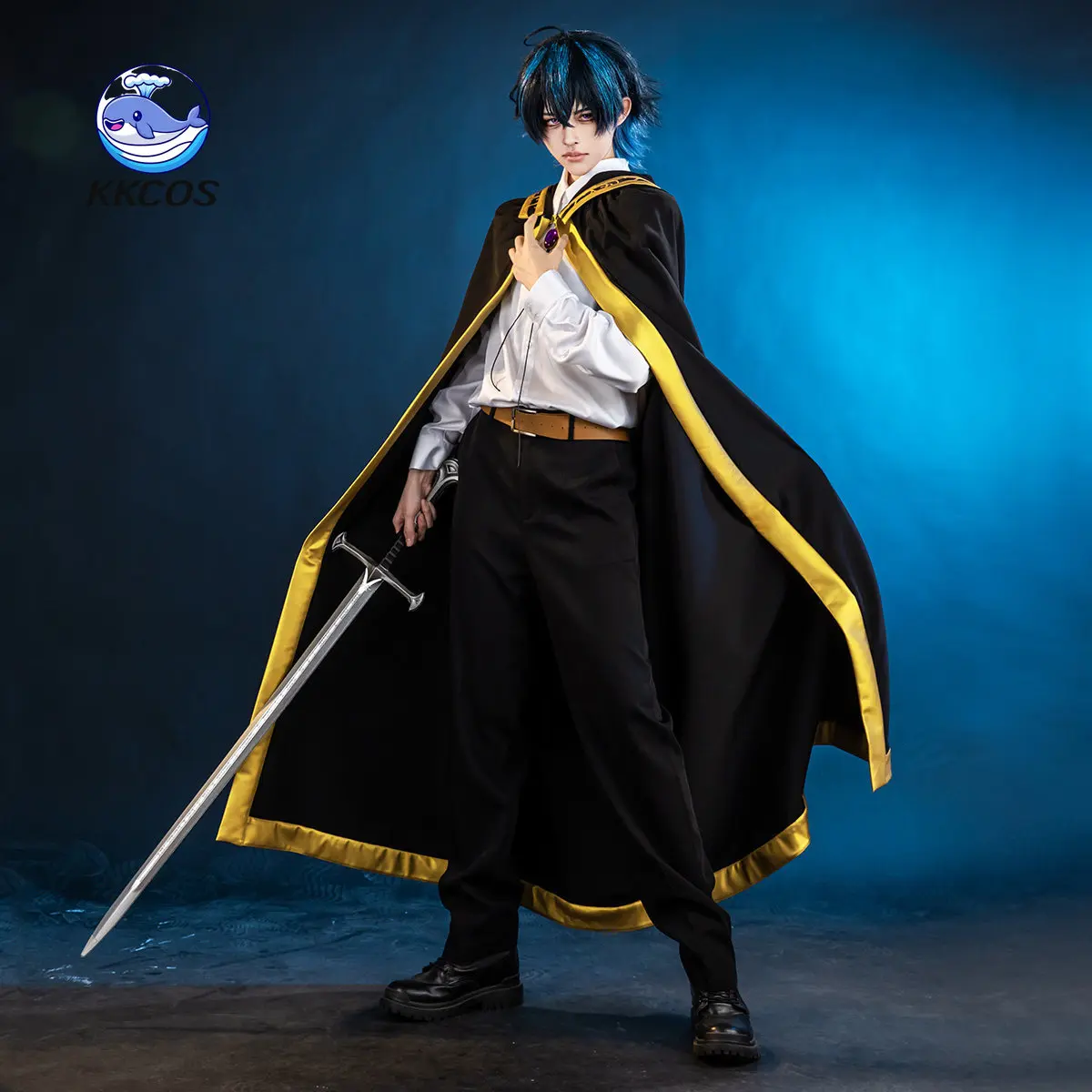 KKCos Wistoria: Disfraz de cosplay de varita y espada Will Serfort, conjunto completo en blanco y negro, ropa para juegos de rol de Halloween