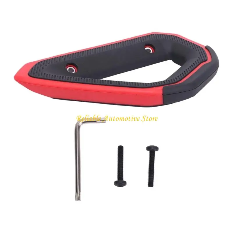 M68B Front Center Console Interior Handle with Machined Metal Structure, Open Triangular Grip, and Ribbed Face Detail
