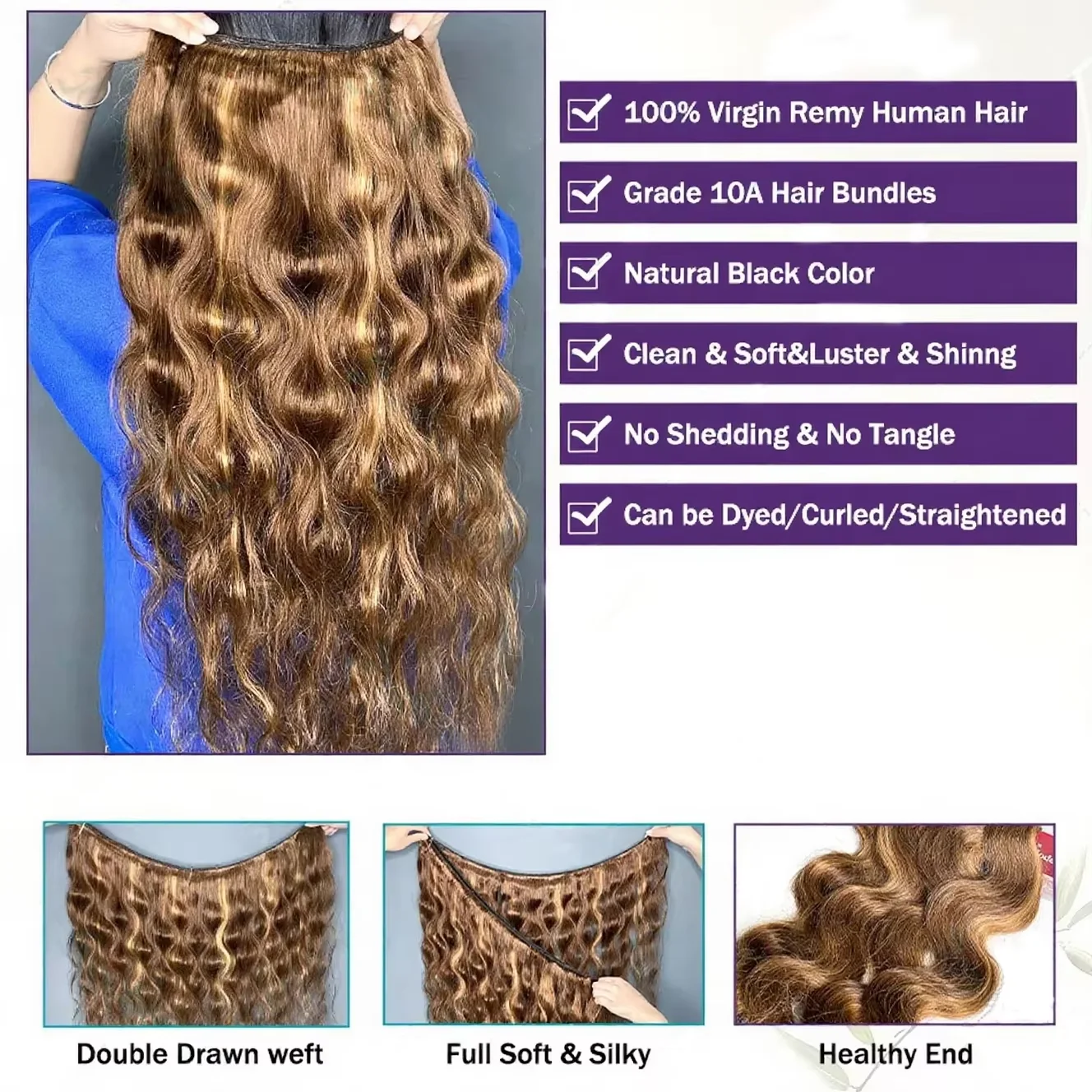 28 30 pollici Evidenziare 4/27 Fasci di capelli umani dell'onda del corpo 4/5/6 pezzi Affare 100% capelli umani Ombre Fasci di colore marrone Cucire nei tessuti