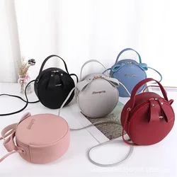 Women's Shoulder Bags Lychee Pattern Small Round Bag Crossbody Bags Mini Messenger Wallets Fashion Ladies Leather Handbags Tote