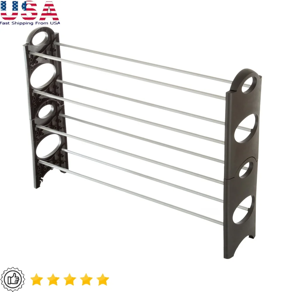 

Stackable 4-Tier Shoe Rack Organizer Entryway Closet Indoor Storage Shelf Boots Sneakers Heels Shoes
