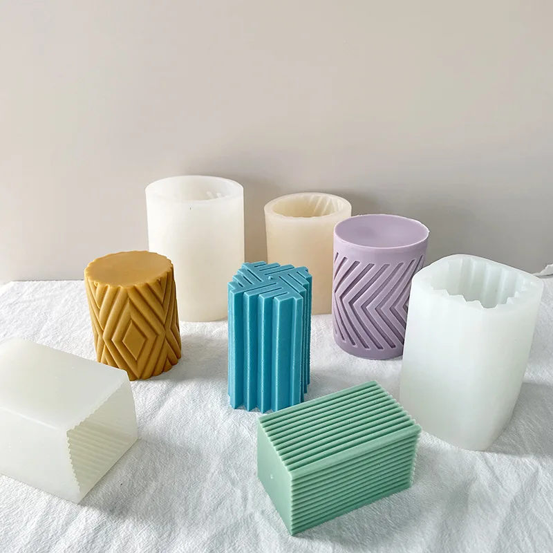 

Geometric Gear Pillar Candle Silicone Mold DIY Cylindrical Handmade Soap Resin Mold Aromatherapy Diffuser Stone Mold Handmade