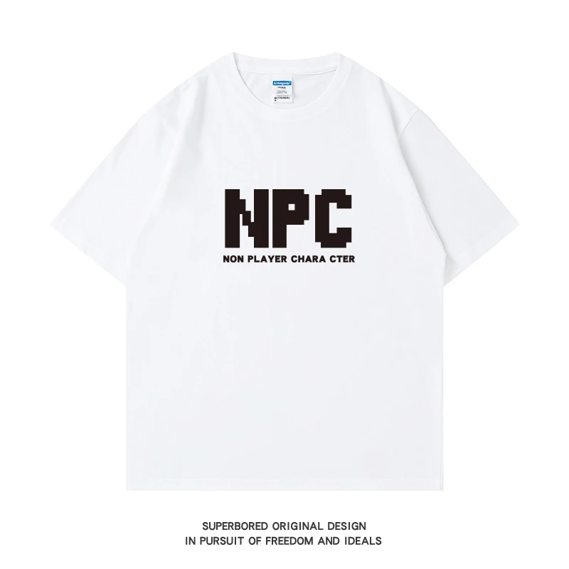 تي شيرت صيفي ممتع ومضحك بأكمام قصيرة للرجال، 2025، قطن خالص فضفاض برقبة دائرية نصف كم #2