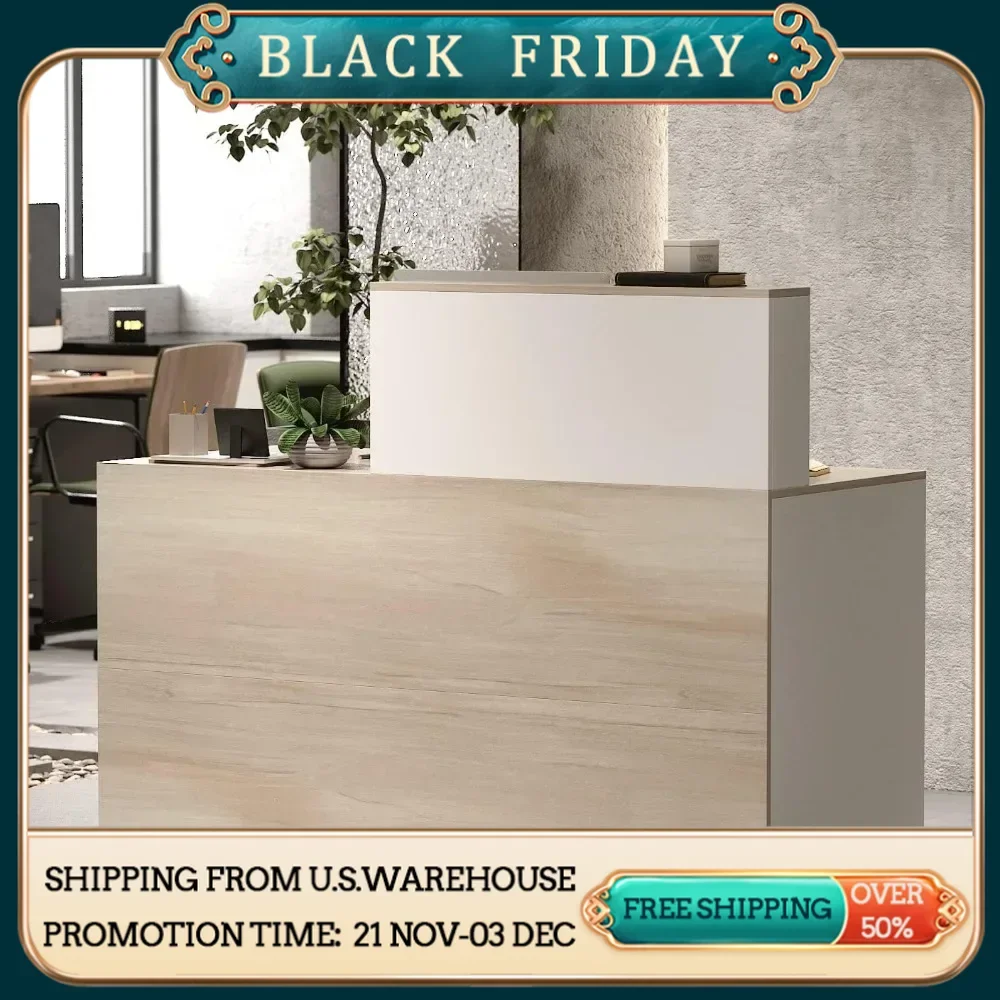 

Reception Desk with Counter & Lockable Srotage Drawers, for Salon Reception Room Checkout Office, (55.1" L x 23.6" W x 43.3" H)