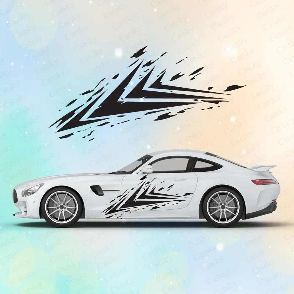 

Абстрактные брызги, большие автомобильные наклейки и наклейки, наклейки на кузов автомобиля, боковые наклейки, водонепроницаемые виниловые наклейки для автомобиля