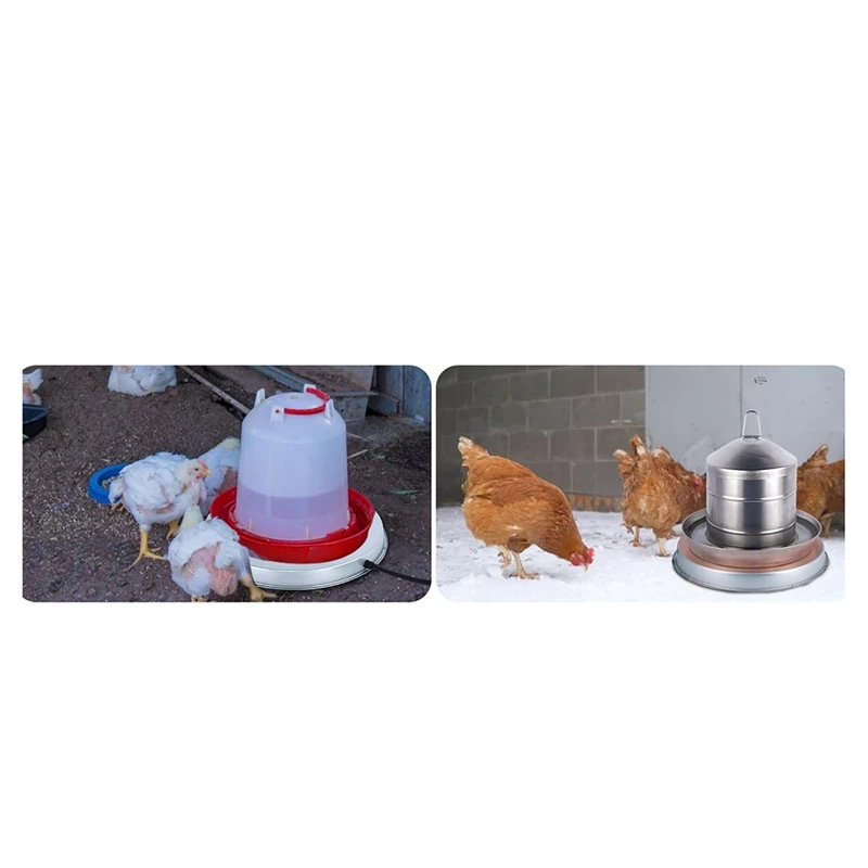 Base de água para aves aquecedor de frango com cabo de alimentação de 6,4 pés e termostato plugue americano 37X37x4cm