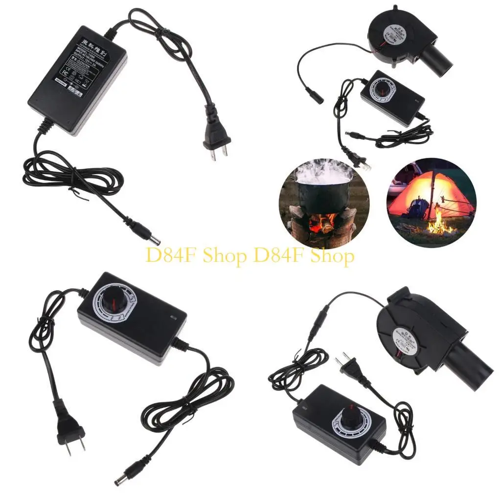 

D84F 9733 Outdoor BBQ Barbecue Fan Electric Blower 5500R Adjustable Speed DC12V 2A