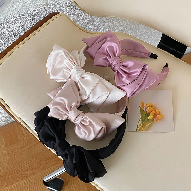 Women Girls Silk Satin Big Bow Hairband Headband Hair Jewelry Hair Accessories