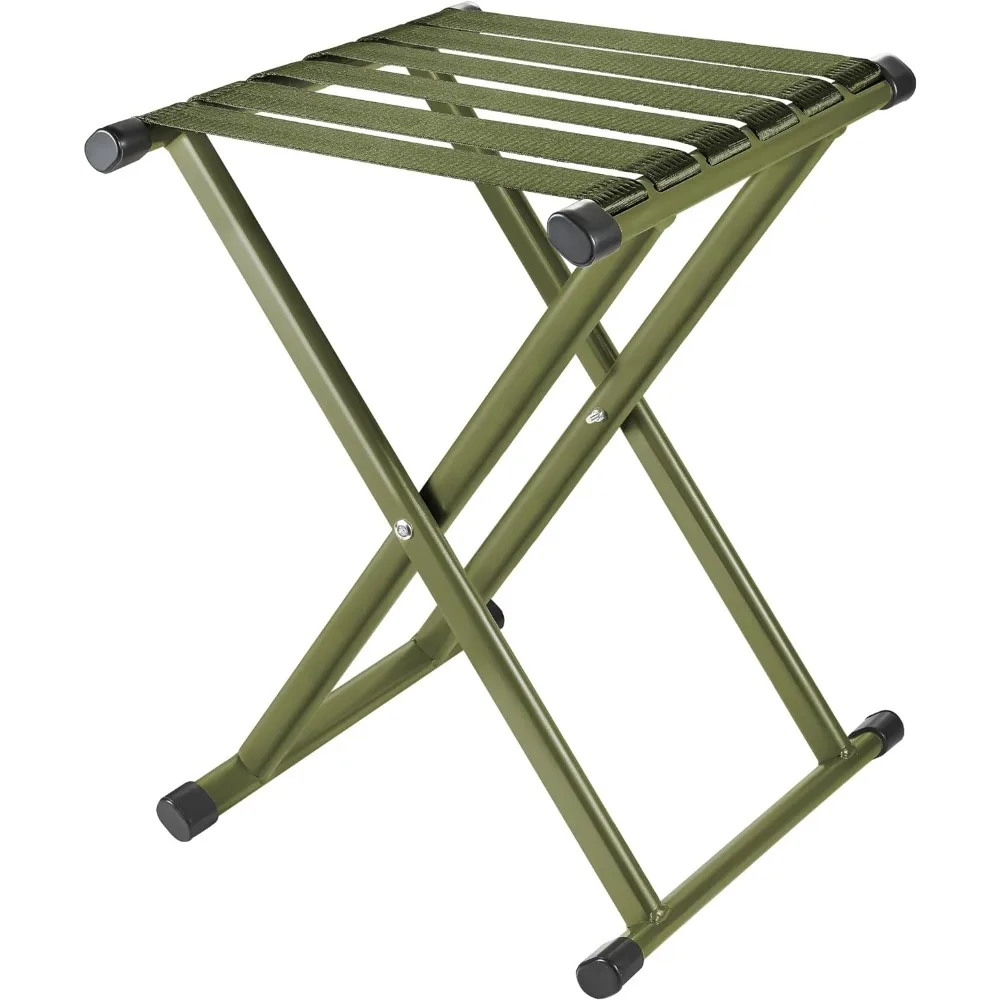 

Folding Stool 17.8"， Military Green Outdoor Portable Chair Camping Stool, Can Bear 600 Pounds，for Travel, Hiking, BBQ, Fishing