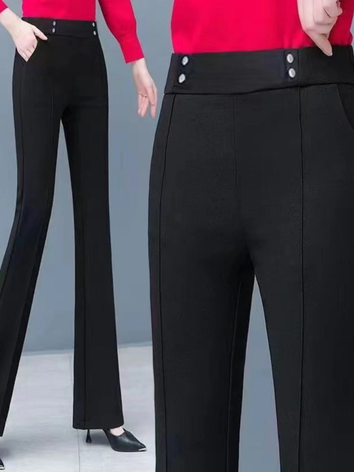 

Расклешенные брюки с высокой талией, женские повседневные брюки, костюм, прямые драпированные брюки, эластичные свободные брюки, женские модные брюки