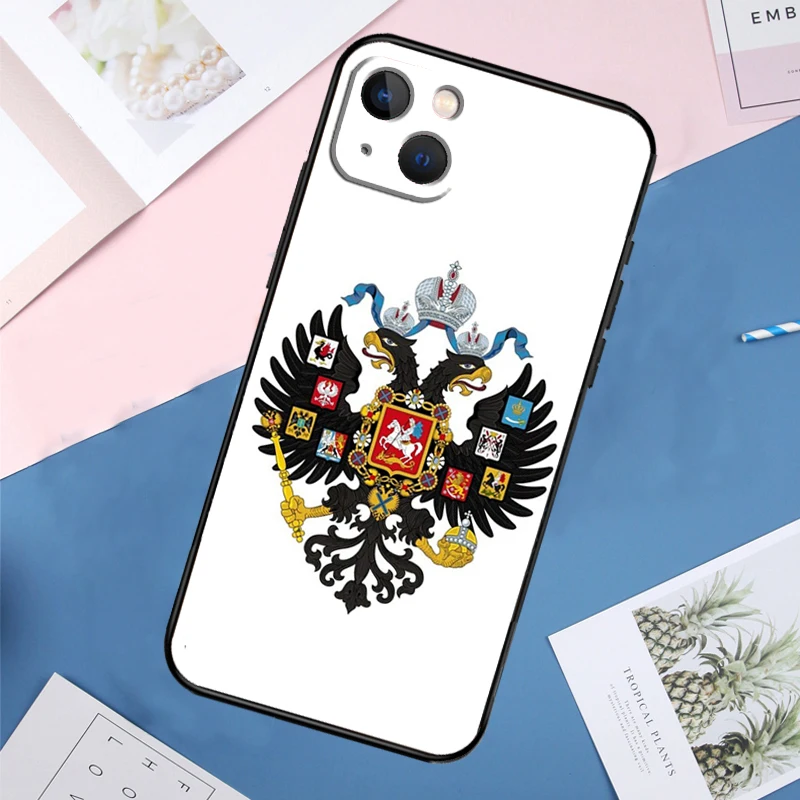 Russia Flag Coat Of Arms Phone Case For iPhone 11 14 15 16 Pro Max 13 12 Mini XS X XR Plus Protection Cover