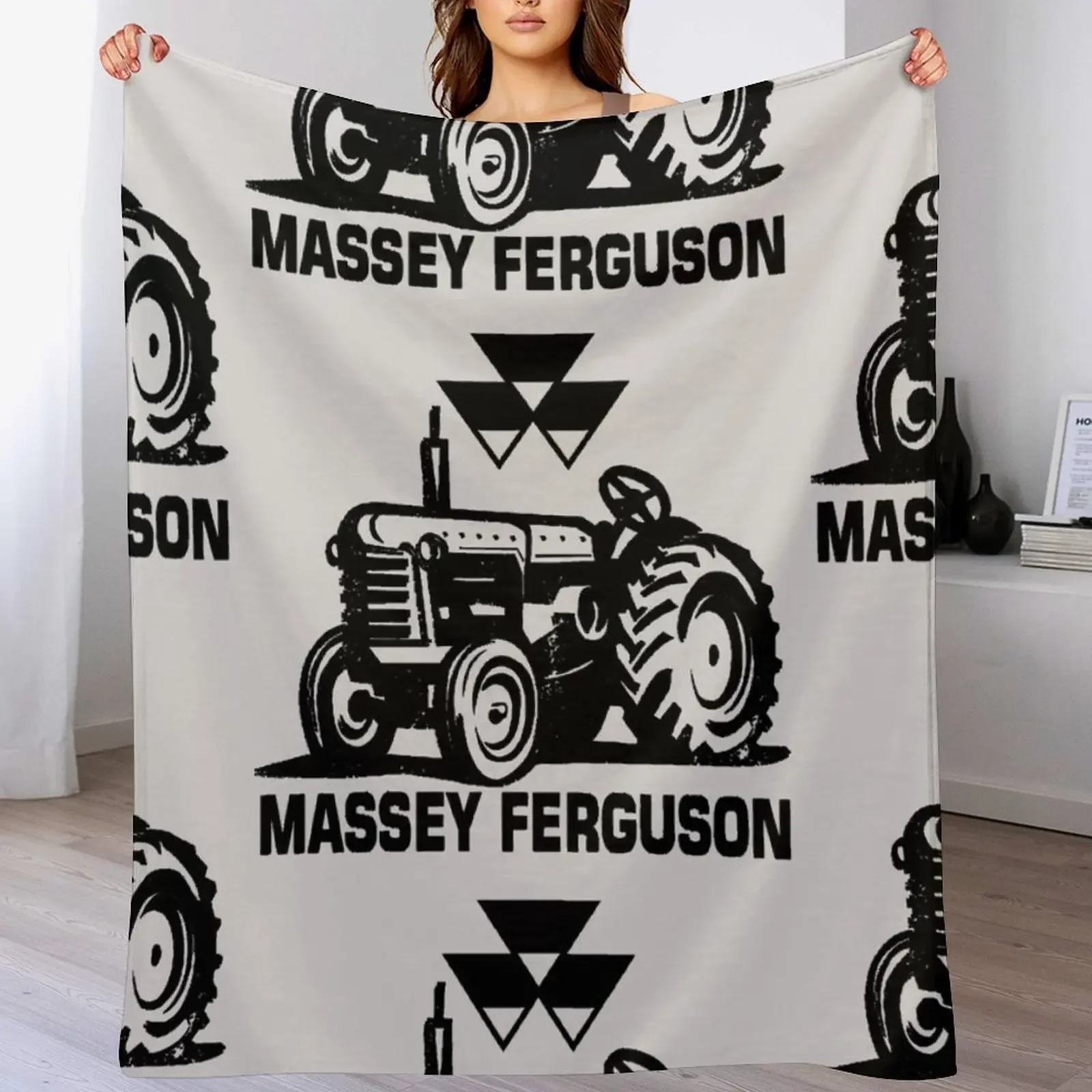 Massey Ferguson Tractors Throw Blanket Soft Solid Color Blanket for Couch Bed