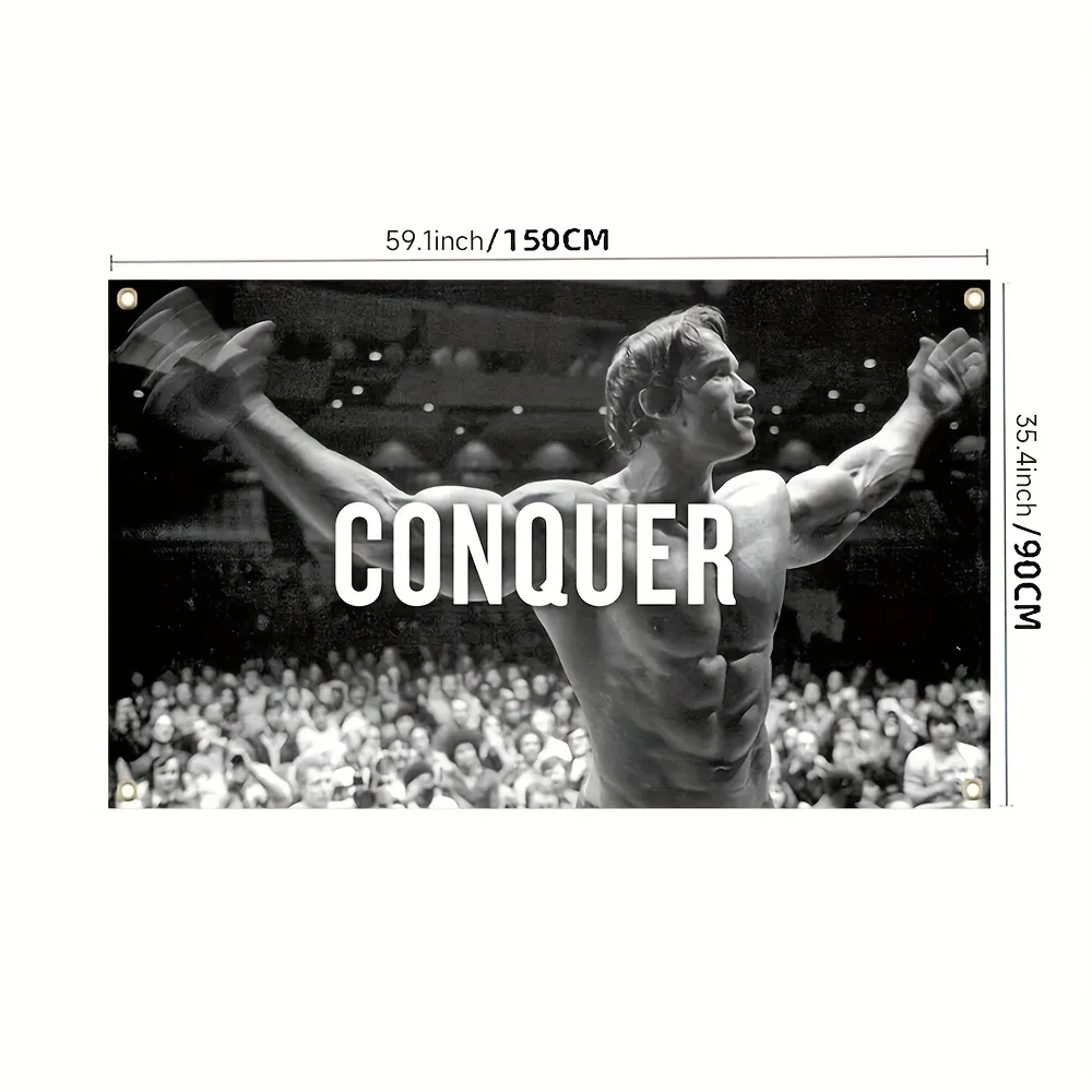 Arnold Schwarzenegger Conquer Gym Flag Any Size Motivation Body Building Wall Hanging Decoration flag