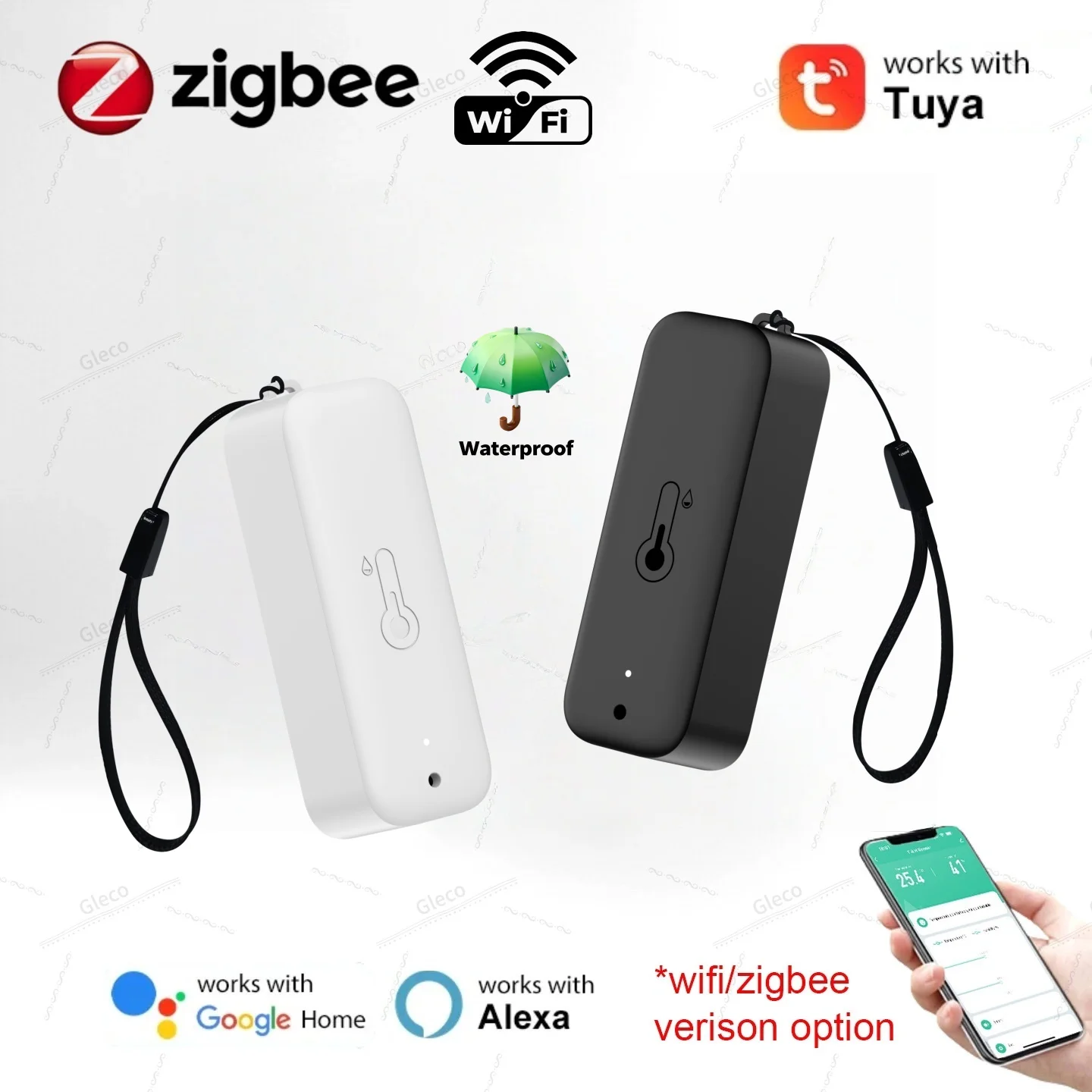 

Tuya Wifi/Zigbee Smart Temperature Humidity Sensor Outdoor IP65 Waterproof Thermometer Hygrometer For Smart Life Alexa Google