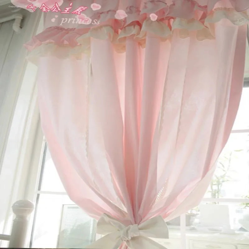 French Elegant Multistory Lace Curtains Living Room Princess Cotton Pink Lace Curtains for Balcony Wedding Curtains #A579