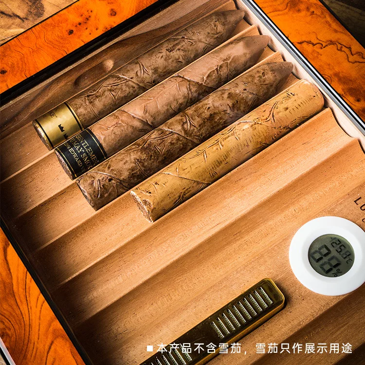 LUBINSKI Cigar Box Perspective Window Cedar Double Layer Humidor Moisturizing Cabinet YJA-60015