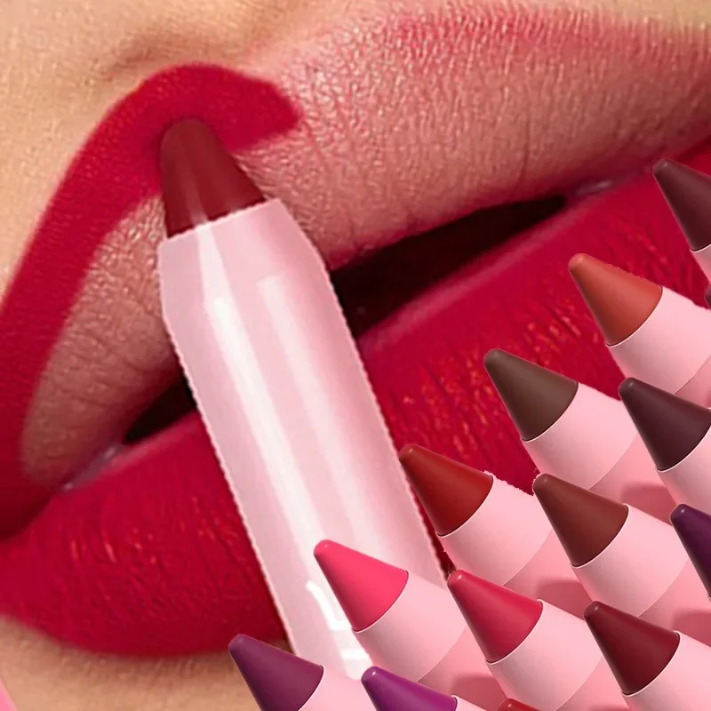 Lápiz labial mate de 18 colores, delineador de labios de terciopelo suave y sedoso, Sexy, a todo Color, resistente al agua, Maquillaje de belleza duradero