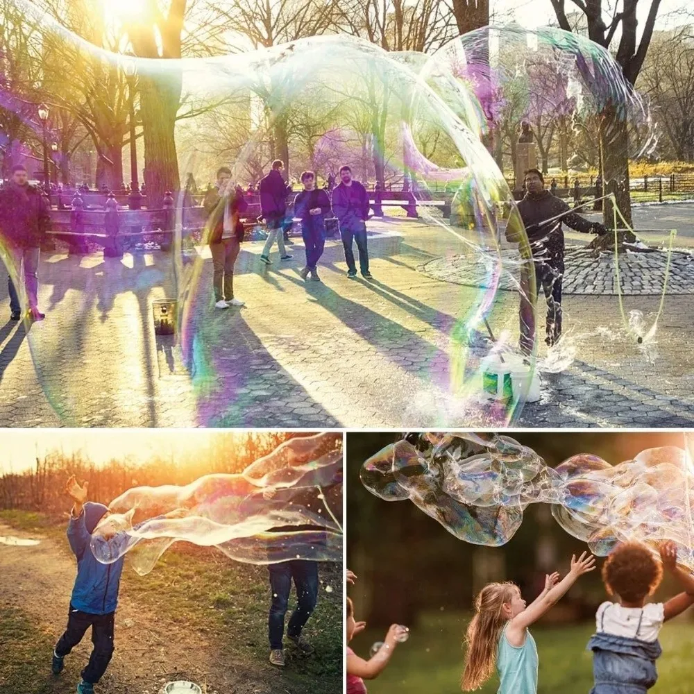 Cuerda de burbujas de doble polo, círculo de burbujas ajustable escalable, jabón mágico telescópico, palo de burbuja para actividades al aire libre