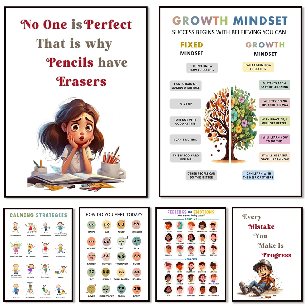Emotions Posters, 30 Examples, Growth Mindset in the Classroom, Calming Strategies for Children, Mental Health Posters,