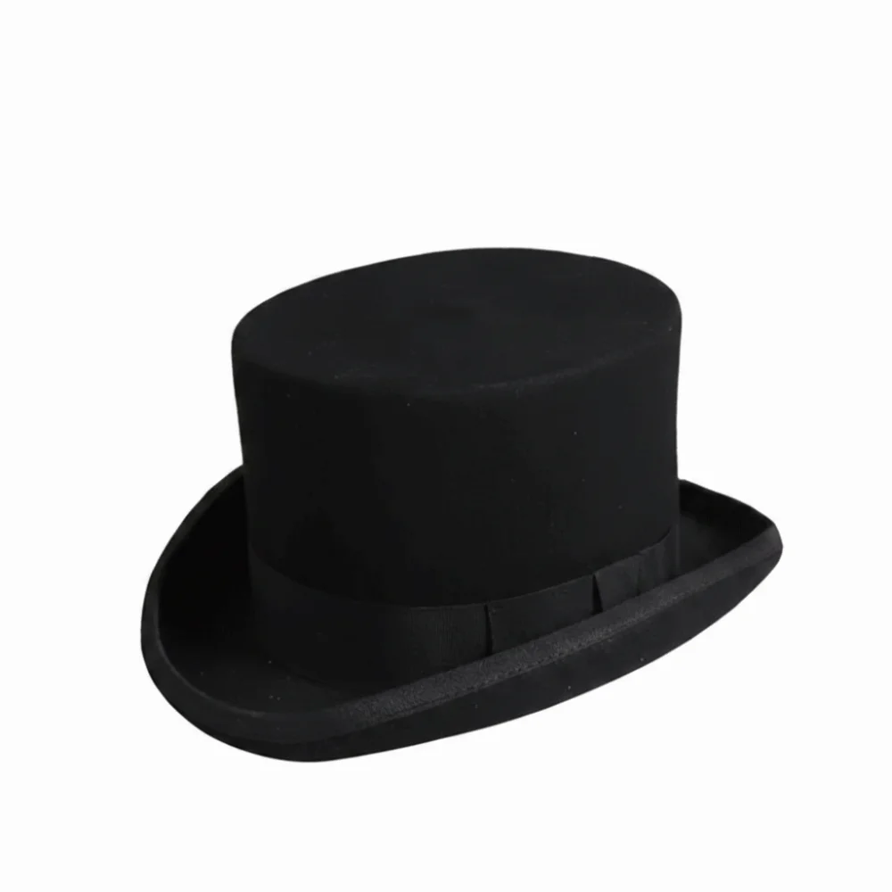 Gentleman-Stil Wollmaterial Zylinderhut Satin-Futter Klassisches Design Magierhut Gentleman-Hut Bühnenauftritt – Detail 5