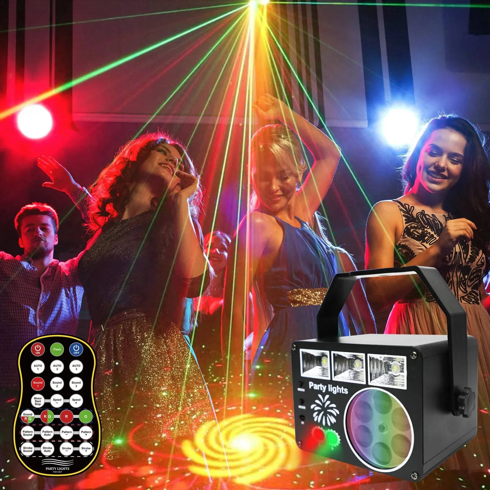 

Honeycomb 3 In1 Pattern Party Lights USB Stage Lights Sound Activated Strobe Light With Remote Control Disco Decoration Birthday