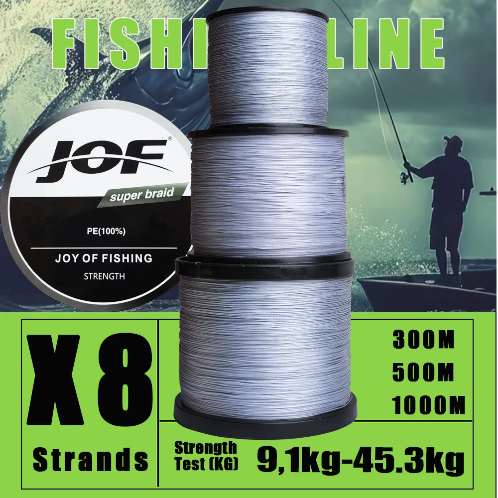 JOF Geflochtene Angelschnur 8 Stränge Glattes Multifilament PE-Gewebe Meer Süßwasser Extrem Japan Karpfenschnur 300/500/1000M