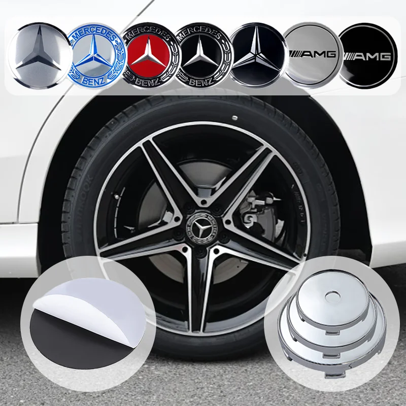 4Pcs 60/63/68mm Car Wheel Center Hub Caps Tire Rim Covers Replacement Decoration Mercedes Benz A B C E M R G Class Exclusive AMG