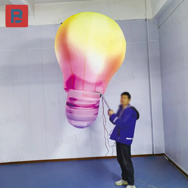 Inflatable light bulbs, hand-held light bulb air models with blowers, outdoor parade event decorative props