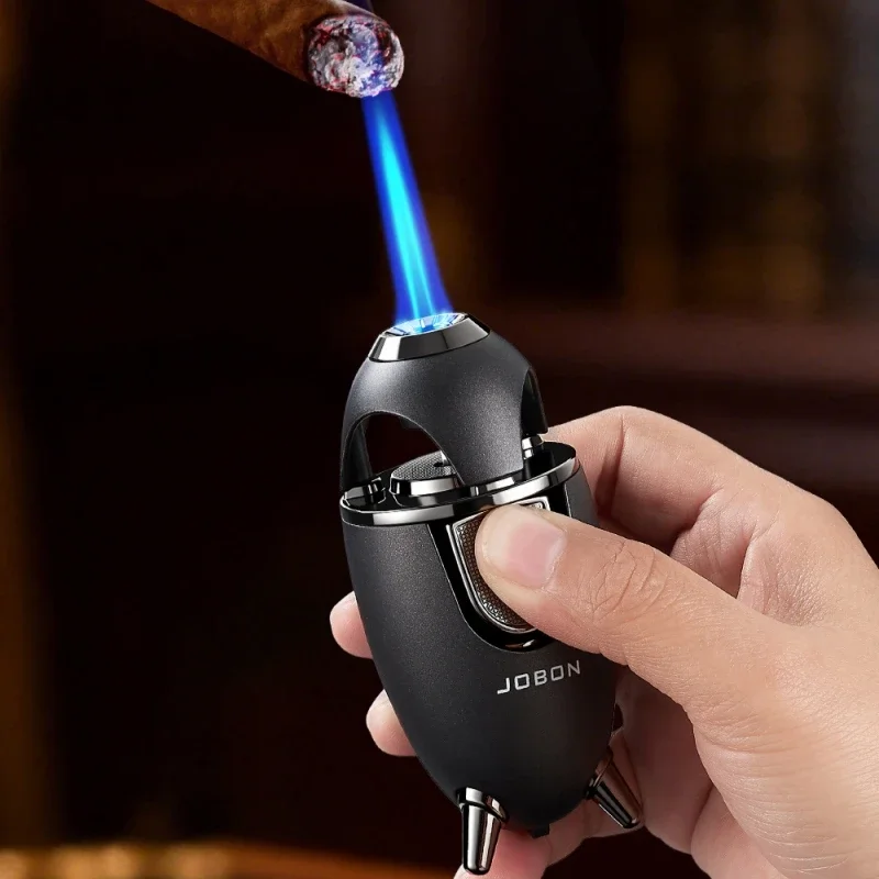 New Metal Desktop Creative Rocket Windproof Lighter Outdoor with Safety Lock Point Cigar Inflatable Lighter High End Gift