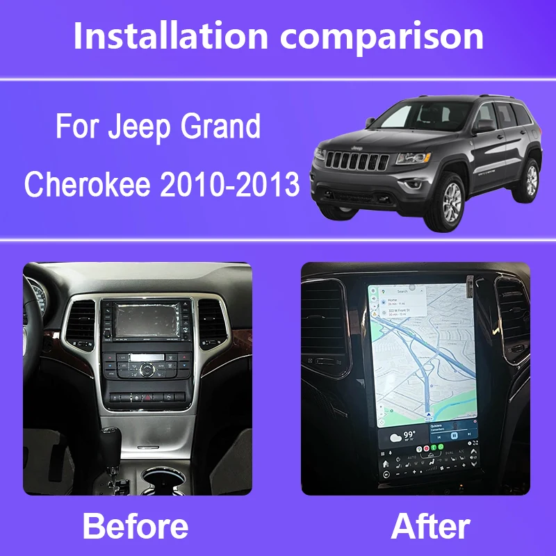 13.3 Inch For Jeep Grand Cherokee 2010-2013 Car Multimedia Player Gps Radio Android 12 Octa Core Carplay Android Auto 4G WIFI