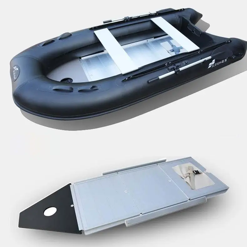 

SLEIGH 1.2mm 430cm 14.1ft Thicken PVC Rubber Assault Boat 9 Person Inflatable V Shape Keel Aluminum Bottom Speed Rescue Lifeboat