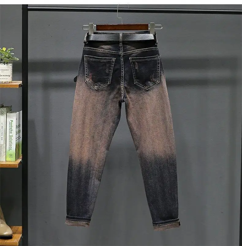 Korean Reviews Many Pants 2025 Spring Autumn Retro Harem Denim Women's Korean Loose Embroidered Butterfly Hiphop Radish Trousers