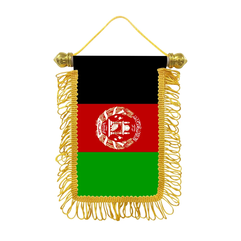 Afghanistan small hanging flag 10x15cm triangular flag car decoration hanging flag double-sided pattern with suction cup