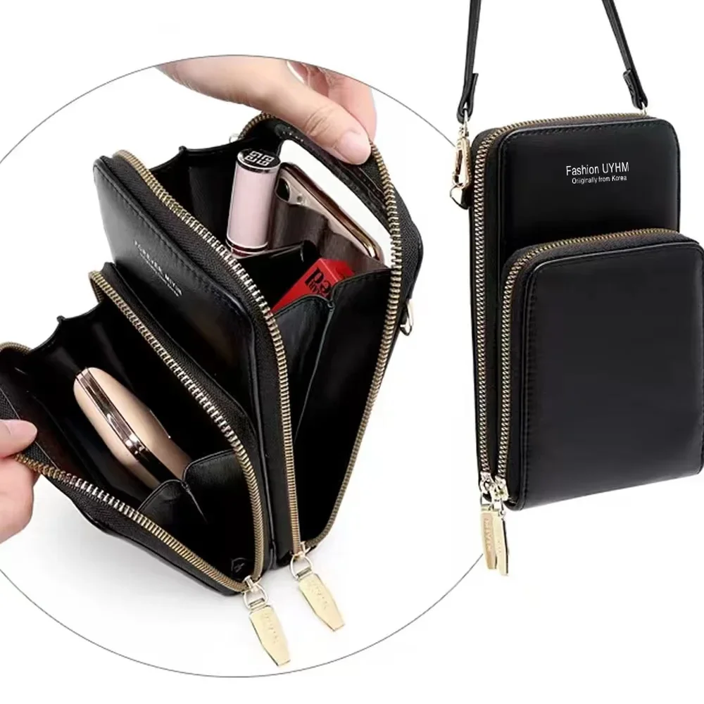 Mobile Phone Bag Touch Screen Universal For IPhone Xiaomi Huawei Cell Cover Case Leather Crossbody Shoulder Bags Butterfly Print