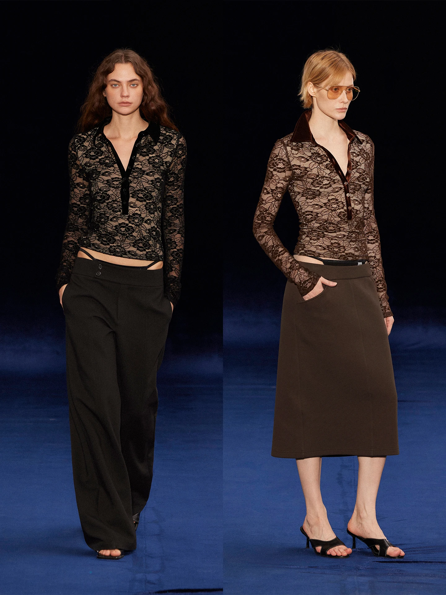 

Randpiee Lace Top Henry Collar Hollow out Floral Pattern Sexy Fit Women's irt Cover Series Polyester Spandex Blend