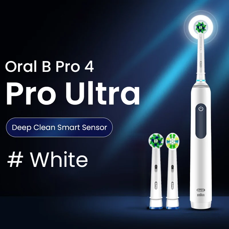 Oral B Pro 4 Ultra 3D Electric Toothbrush Smart Pressure Sensor Timer 30s Reminder Waterproof 8 Gift Replaceable Brush Refill