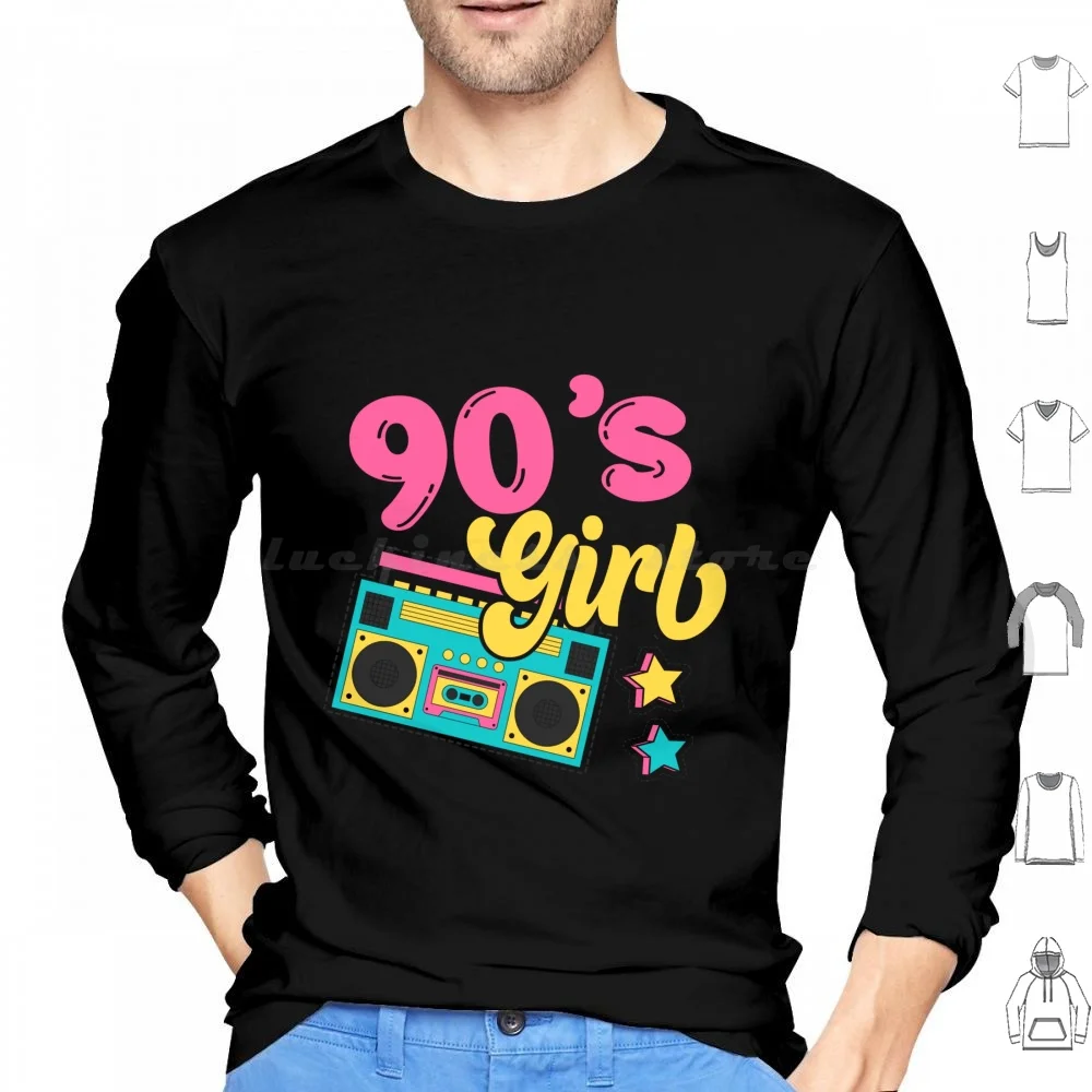 90s Party 90s Girl Party Vintage Hoodie cotton Long Sleeve 90s Dancer Music Retro Vintage Disco Dance 80s Style