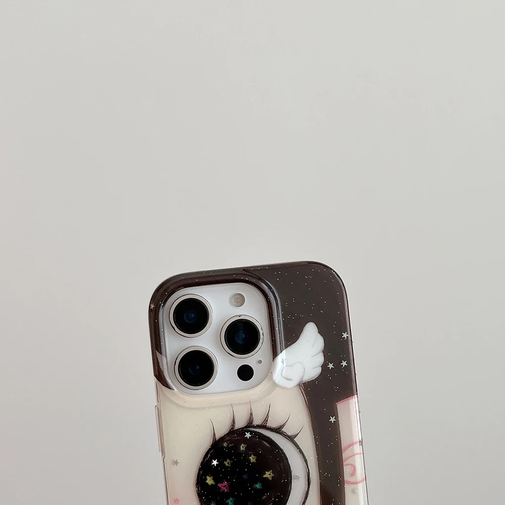 Niedliche Anime-Handyhülle mit glänzenden Augen für iPhone 18 17 16 15 14 Pro 13 Max Comic-Mädchen Glitzernde Große Augen Bling Rückseite – Detail 7