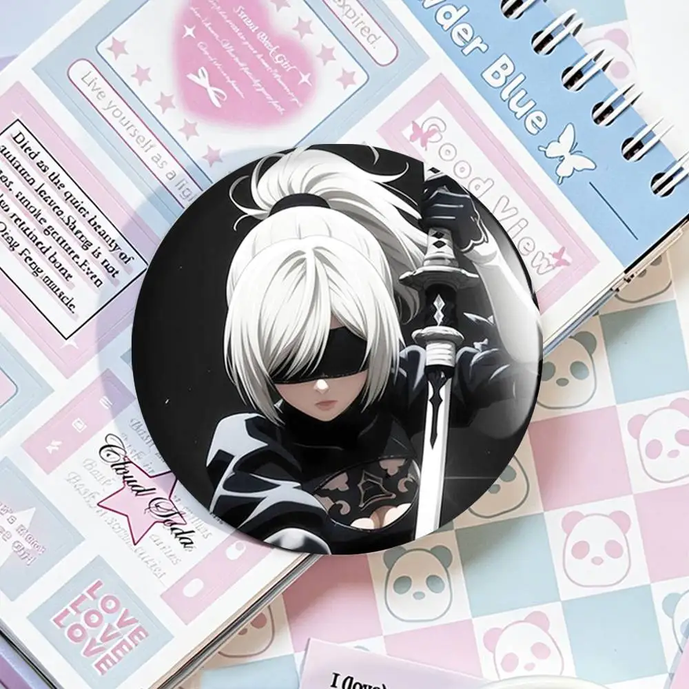 Game N-NieR Automata 2B Badges 25 32 44 58 75 mm Round Fans Collect Friends Gifts Brooch Souvenir