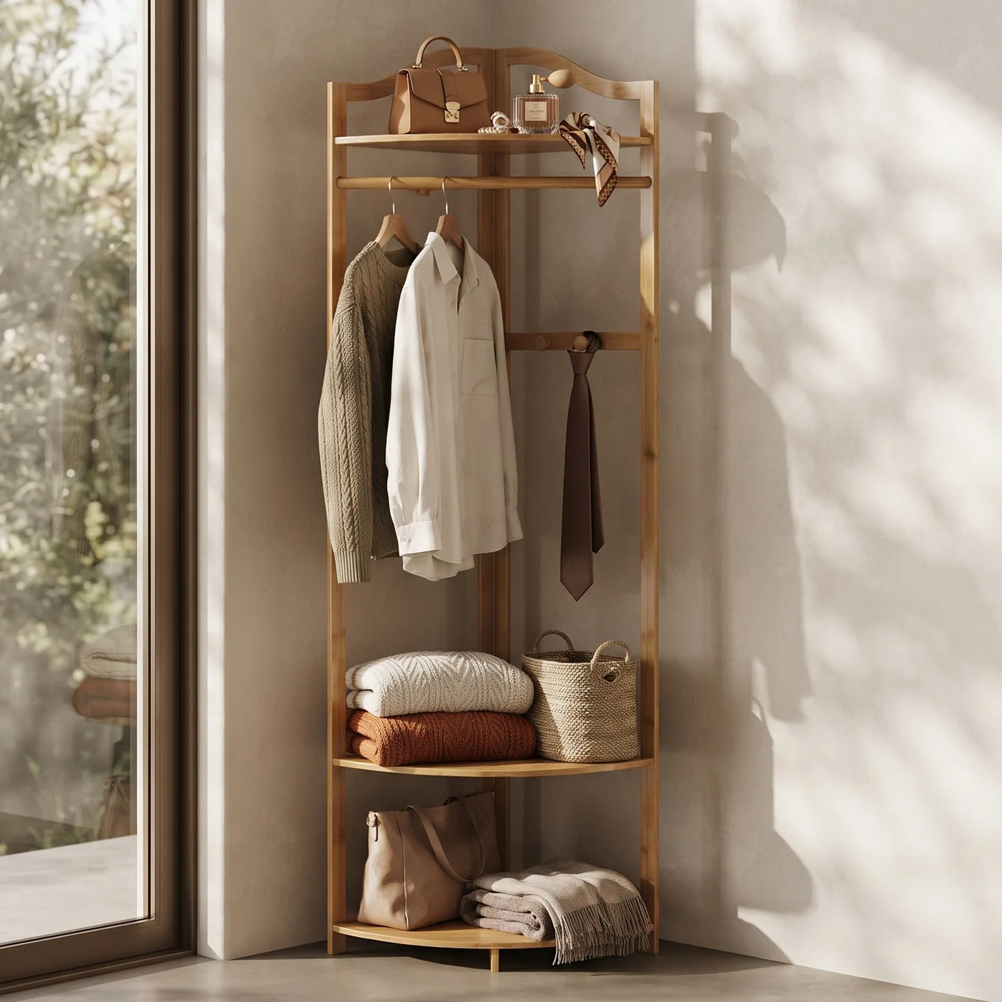 Hanger floor to ceiling bedroom corner coat rack drying rack household clothes rack hanging hanger simple wardrobe