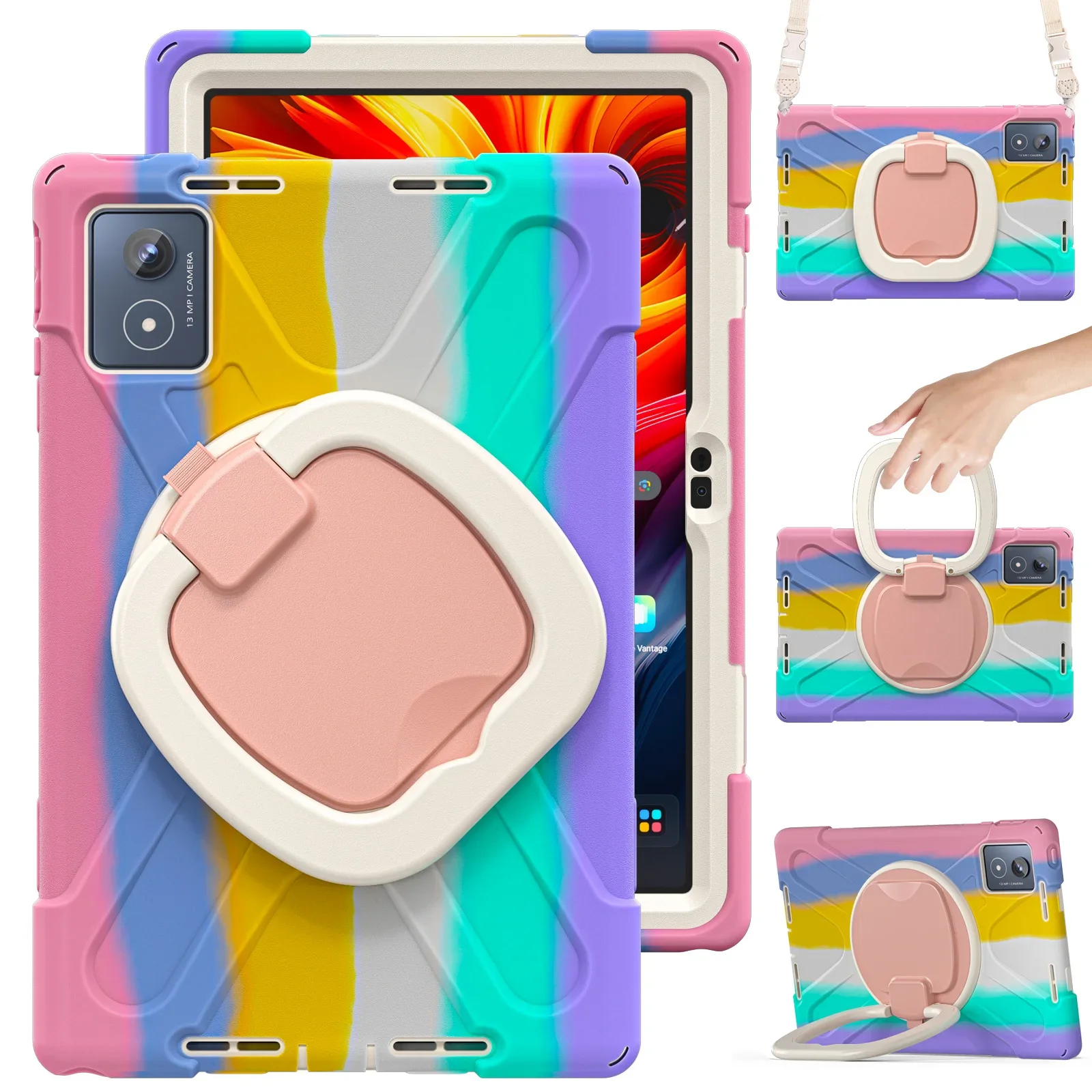 360 Rotating Kids Case For Lenovo Tab K11 Plus 2024 11.5 Inch TB352FU TB352XU Tablet Heavy Duty Stand Cover With Shoulder Strap