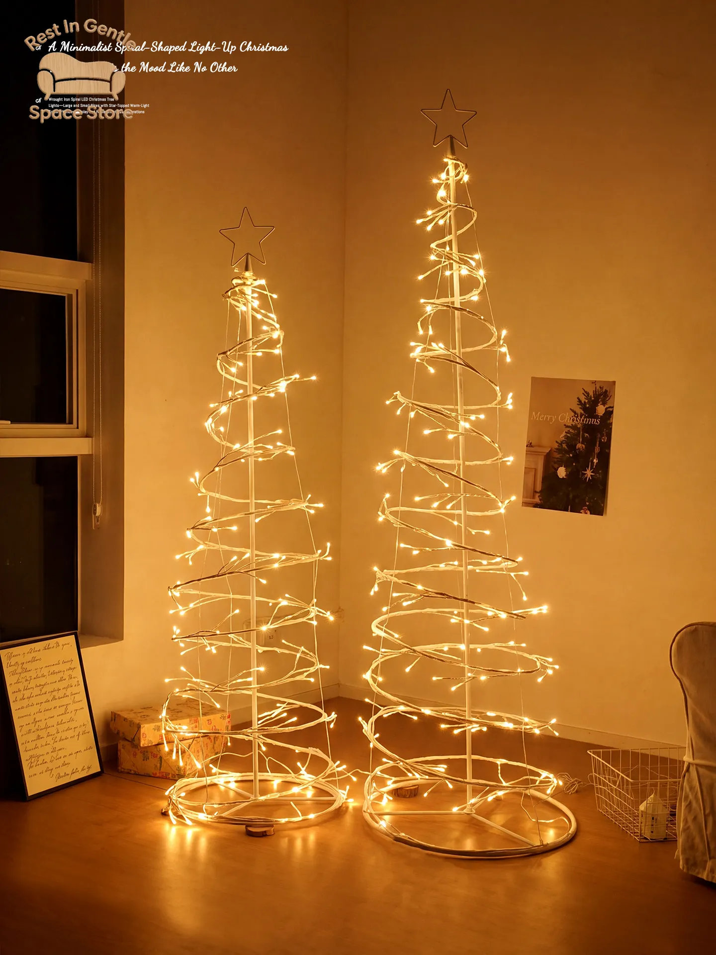 LED spiral Christmas tree light interior decoration light warm white holiday atmosphere light Christmas atmosphere gift