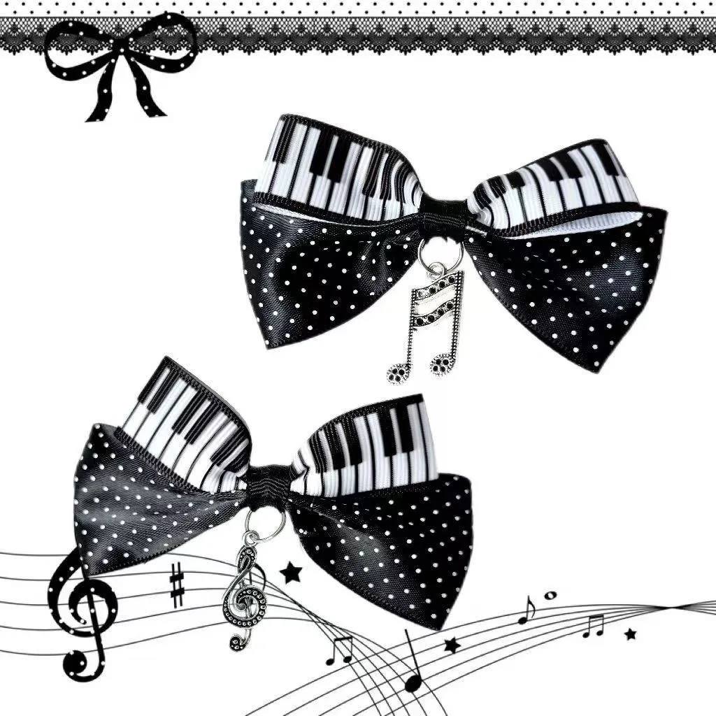 

【1pair】hair clips piano belt musical note spot hair accessories headwear hairpin y2k accessories Japanese style JK hair bow