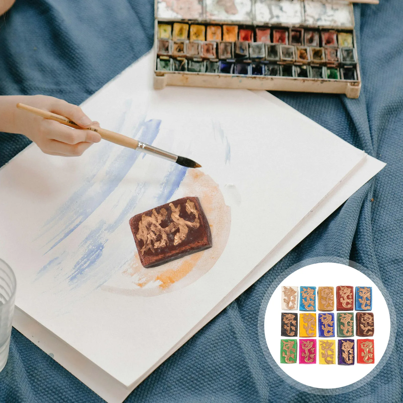 

15 Pcs Marbling Ink Colored Strips China Kit Chinese Calligraphy and Painting Stationery