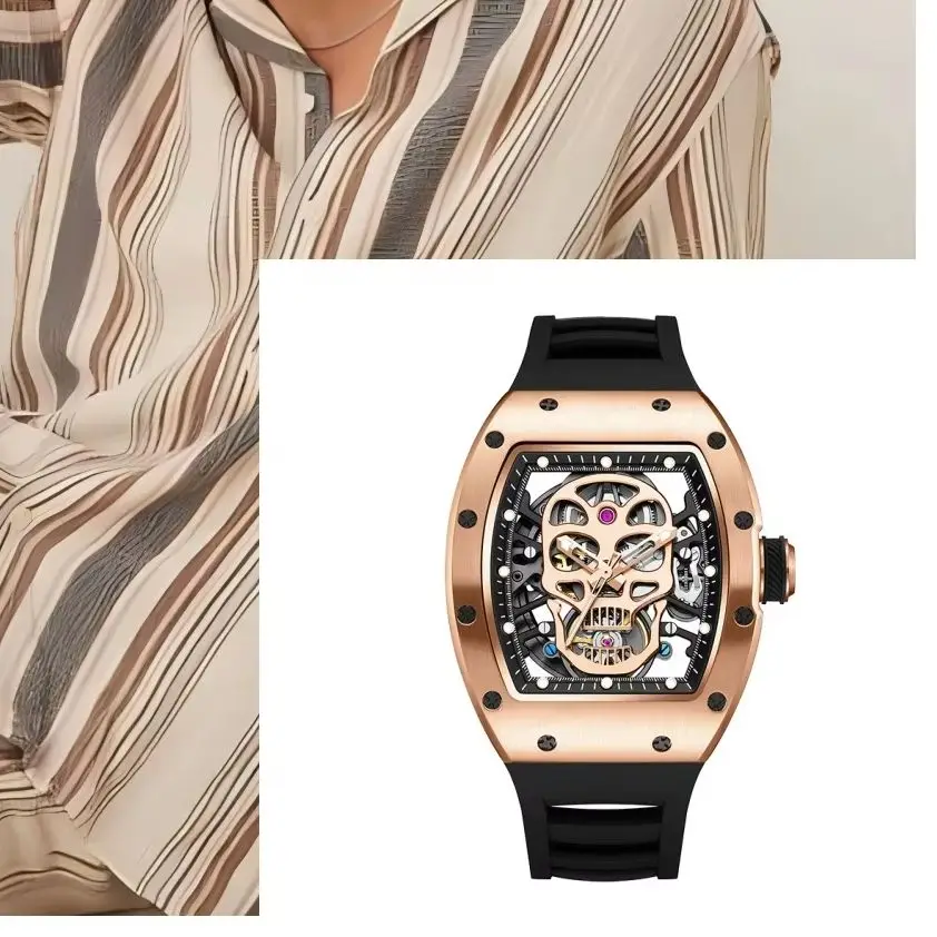 Automatic Movement Mechanical Watches For Best Friend Hollow High Quality Waterproof Mens Watch Fashion Tonneau Reloj Hombre