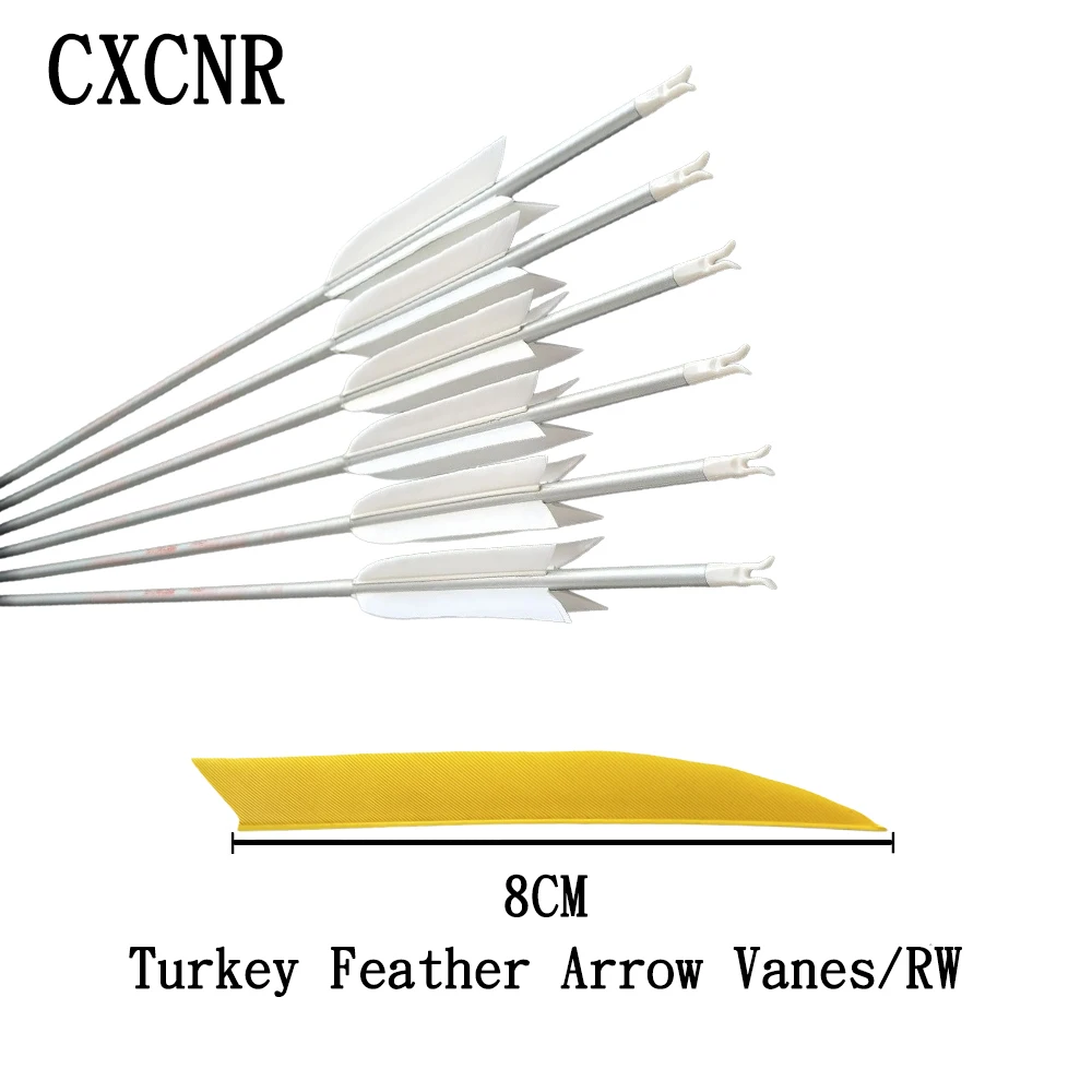 50 Pcs 8cm RW Turkey Feather Fletches, High Speed Knife Cut Vanes for Traditional Recurve Bow Hunting, DIY Arrow Accessories - view 4