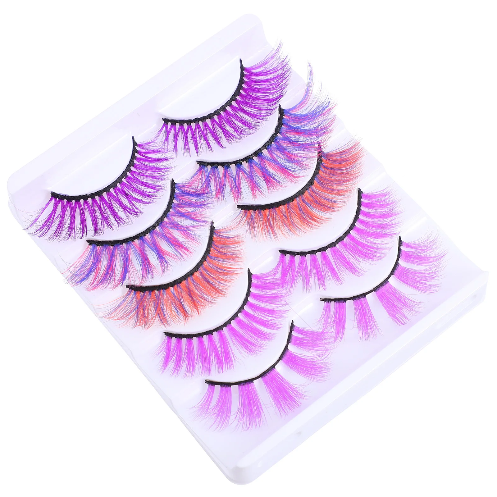 

10Pcs 3D Colorful Eyelashes Faux Long False Eyelashes Dramatic Makeup Lashes for Nightlife Photography Fake Eyelash