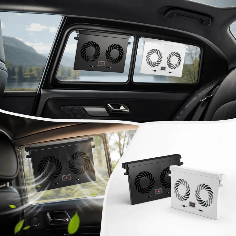 Dual Head Solar Car Exhaust Fan Small Lightweight Solar Powered Dual Head Exhaust Fan Clip Fixing Practical Ventilation