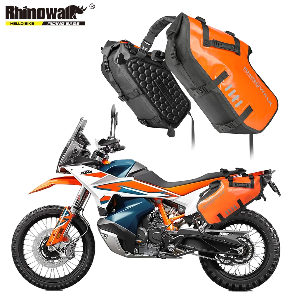 Rhinowalk Motorcycle Double Side Bag 2 Pieces 100%Waterproof 18L/28L/48L Motor Back Seat Saddle Tail Bag Travel Dry Bag Luggage