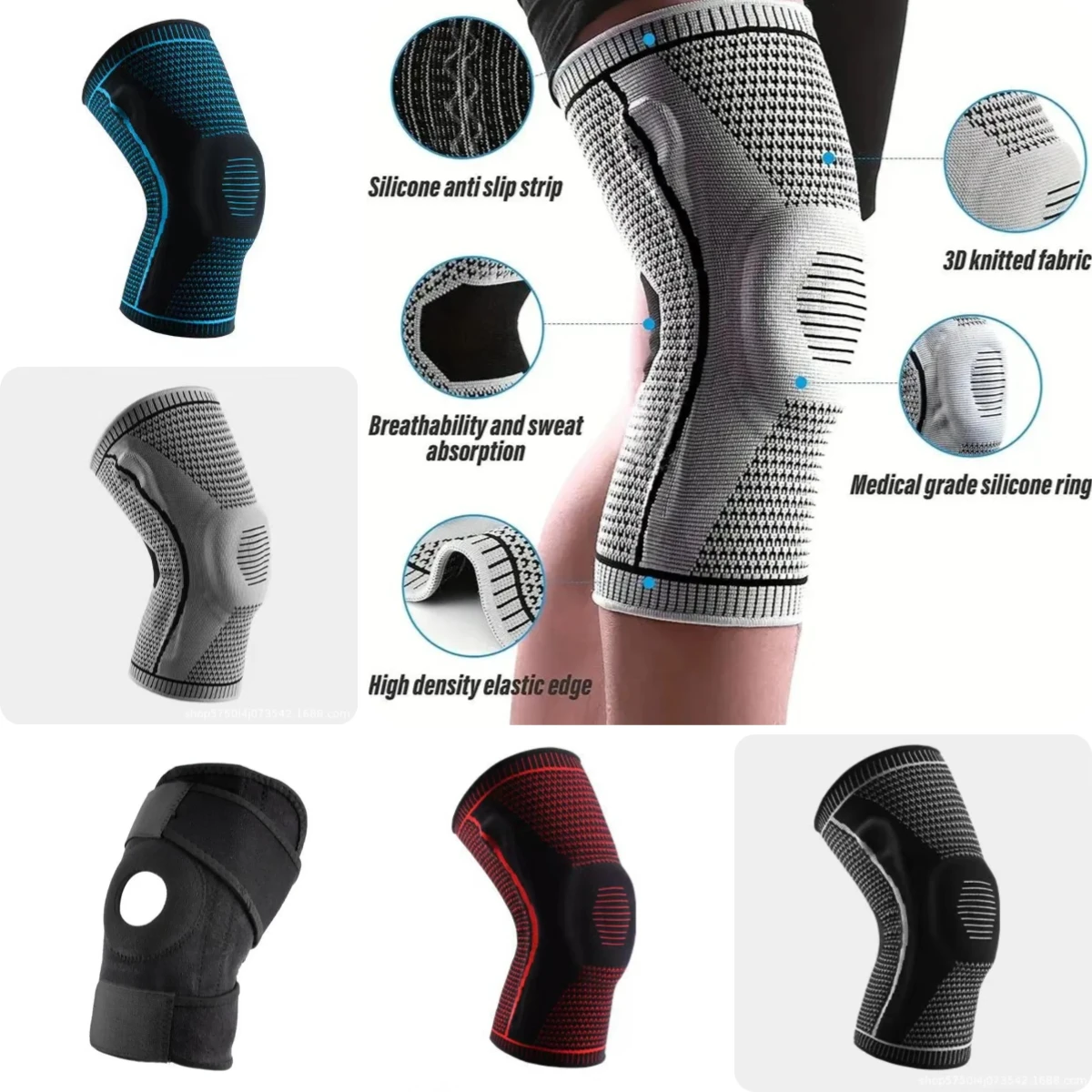 1 pièce genouillère sangle rotule soutien médiale fort ménisque Silicone Compression Protection Sport genouillères panier de course